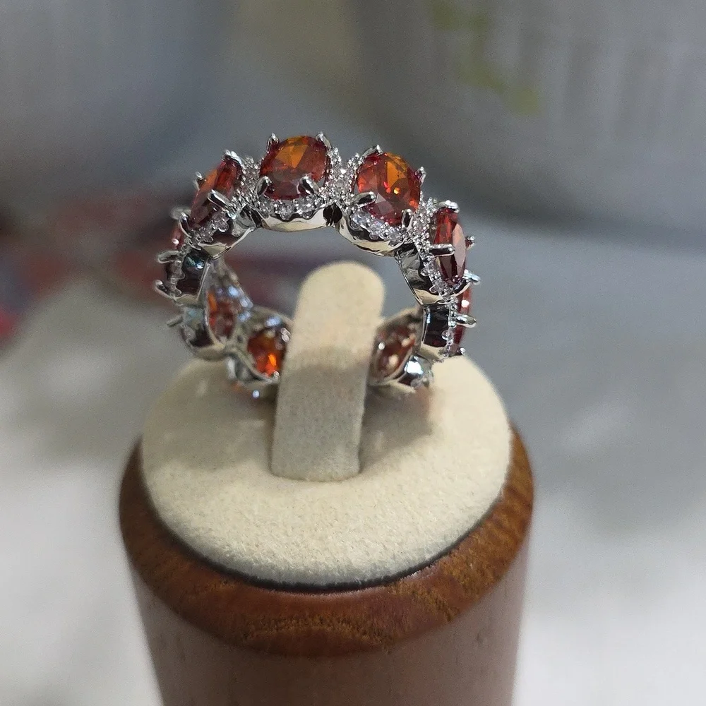 Elegant New Sterling Silver and Red Gemstone Ring - Picture 4 of 4